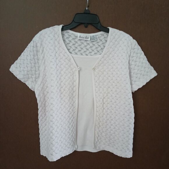 Women's LARGE Textured Pattern Cardigan Career Office Business Church Modest Top - Picture 3 of 9